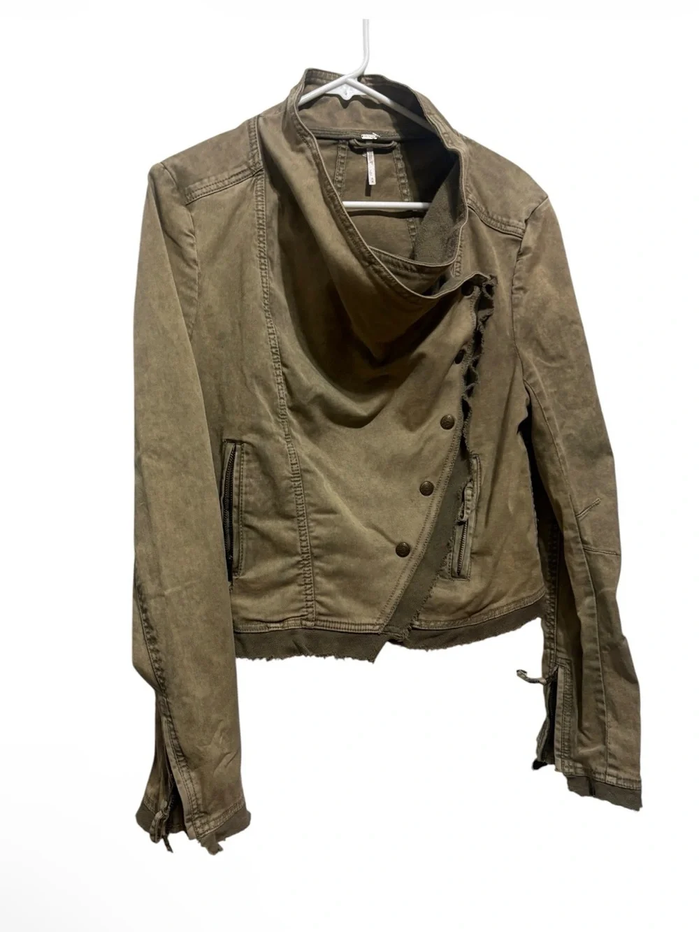 Free People collapsing twill asymmetrical moto jacket